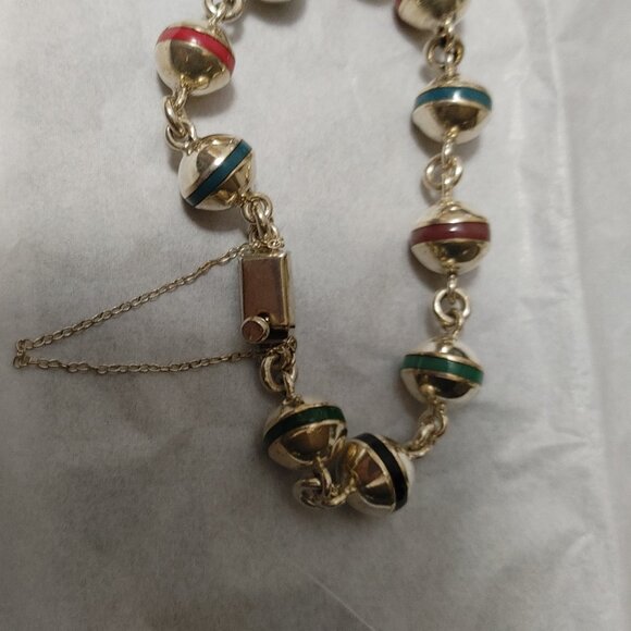 Vintage Sterling Silver and enamel bracelet - Picture 4 of 5